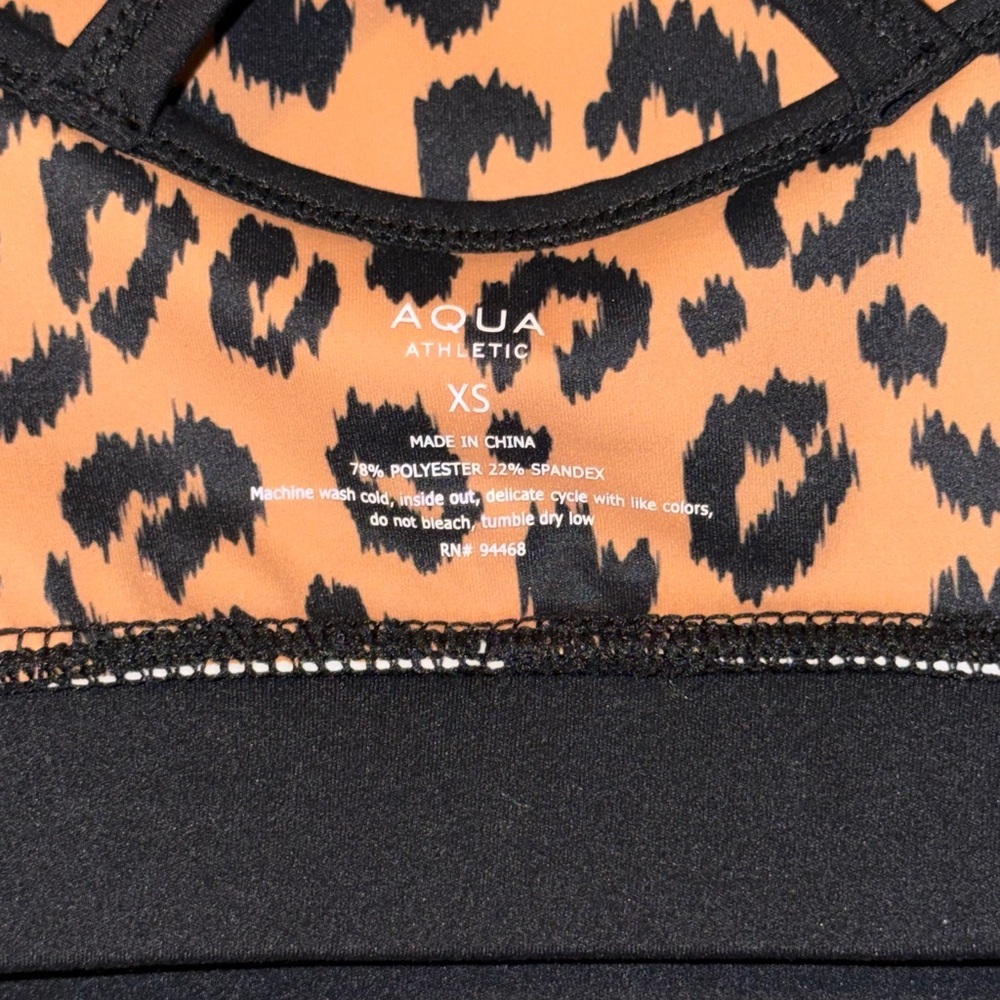 Women's Leopard Print Sports Bra - Aqua Athletic - Picture 4 of 4